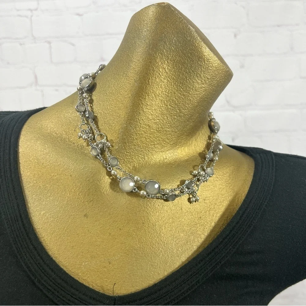 BANANA REPUBLIC silver toned 34” long necklace + One more